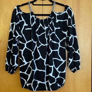 Michael Kors geometric print cut off shoulders Sz s.